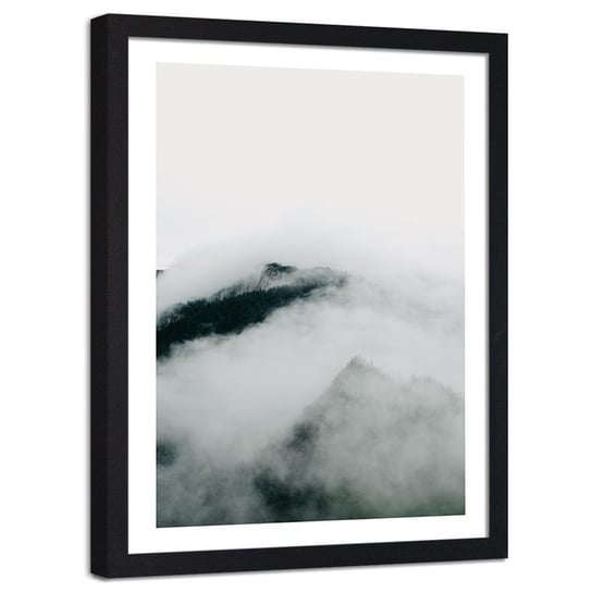 Plakat na ścianę w ramie czarnej FEEBY Wzgórza w chmurach, 20x30 cm Feeby