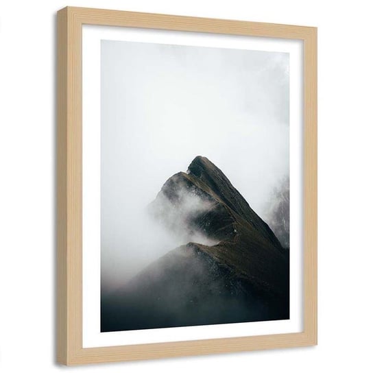 Plakat na ścianę w ramie naturalnej FEEBY Grań szczyt we mgle, 20x30 cm Feeby