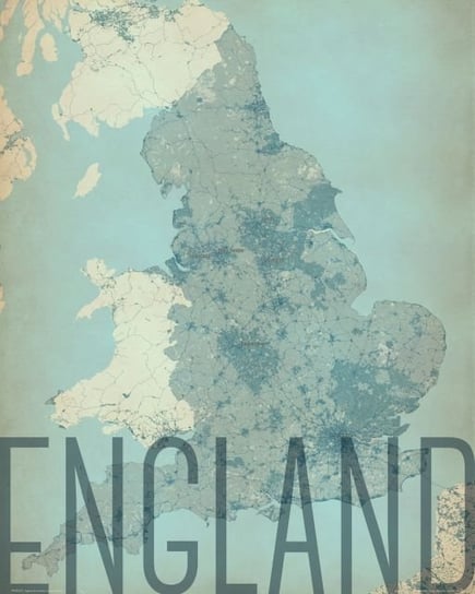Plakat NICE WALL England, vintage, mapa 40x50 cm Nice Wall
