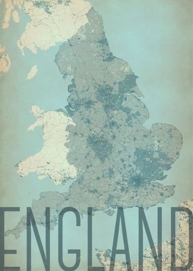 Plakat NICE WALL England, vintage, mapa 50x70 cm Nice Wall