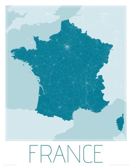 Plakat NICE WALL France, blue, mapa 40x50 cm Nice Wall