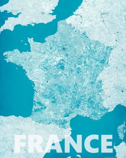 Plakat NICE WALL France, modern blue, mapa 40x50 cm Nice Wall