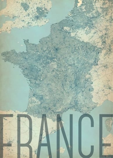 Plakat NICE WALL France, vintage, mapa 50x70 cm Nice Wall