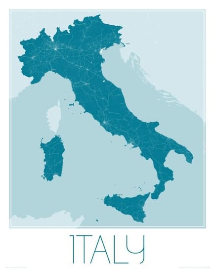 Plakat NICE WALL Italy, blue, mapa 40x50 cm Nice Wall