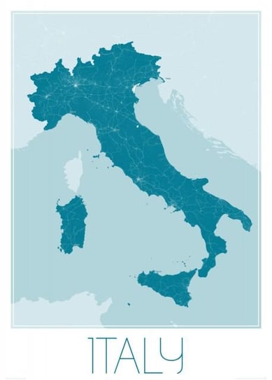 Plakat NICE WALL Italy, blue, mapa 50x70 cm Nice Wall