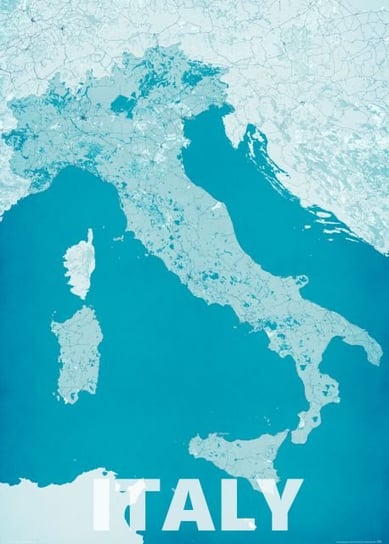 Plakat NICE WALL Italy, modern blue, mapa 50x70 cm Nice Wall
