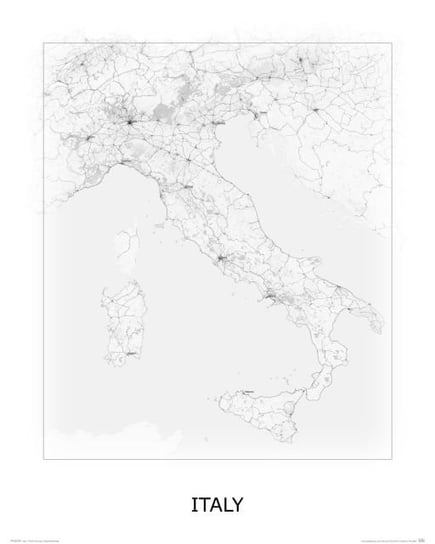 Plakat NICE WALL Italy Włochy black and white, mapa 40x50 cm Nice Wall