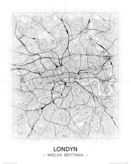Plakat NICE WALL Londyn, Czarno-biała mapa 40x50 cm Nice Wall