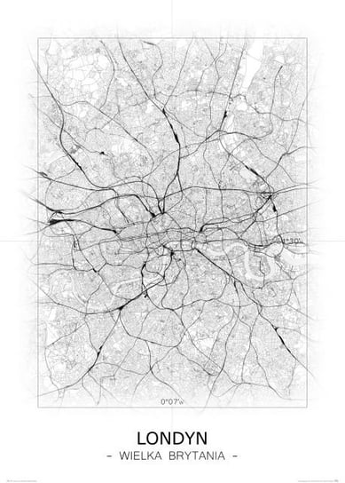 Plakat NICE WALL Londyn, Czarno-biała mapa 50x70 cm Nice Wall