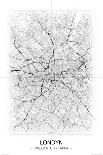Plakat NICE WALL Londyn, Czarno-biała mapa 61x91,5 cm Nice Wall