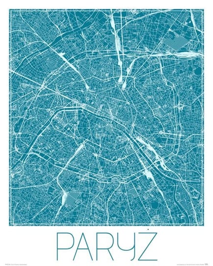 Plakat NICE WALL Paryż, Niebieska mapa 40x50 cm Nice Wall