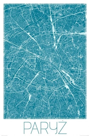 Plakat NICE WALL Paryż, Niebieska mapa 61x91,5 cm Nice Wall