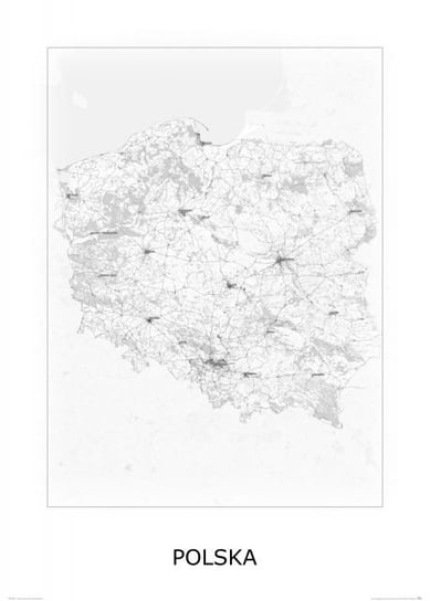 Plakat NICE WALL Polska, black and white, mapa 50x70 cm Nice Wall