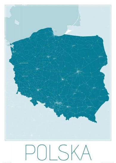 Plakat NICE WALL Polska, blue, mapa 50x70 cm Nice Wall