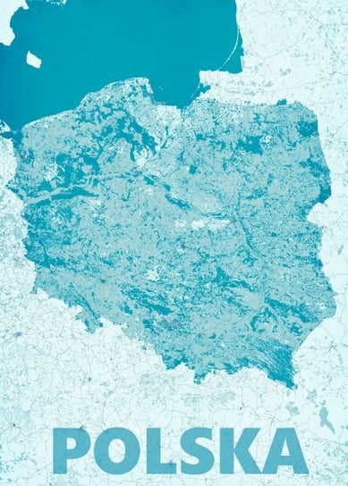 Plakat NICE WALL Polska, modern blue, mapa 50x70 cm Nice Wall