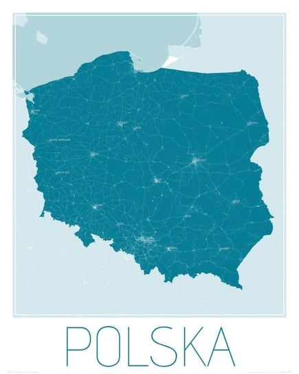 Plakat NICE WALL Polska, niebieska, mapa 40x50 cm Nice Wall