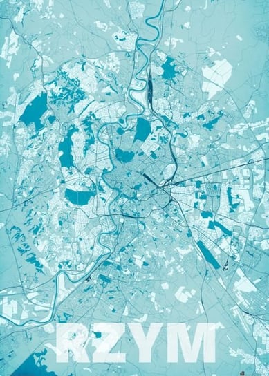 Plakat NICE WALL Rzym, Błękitna mapa 50x70 cm Nice Wall