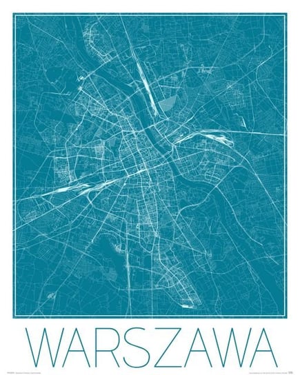 Plakat NICE WALL, Warszawa  Niebieska mapa 40x50 cm Nice Wall