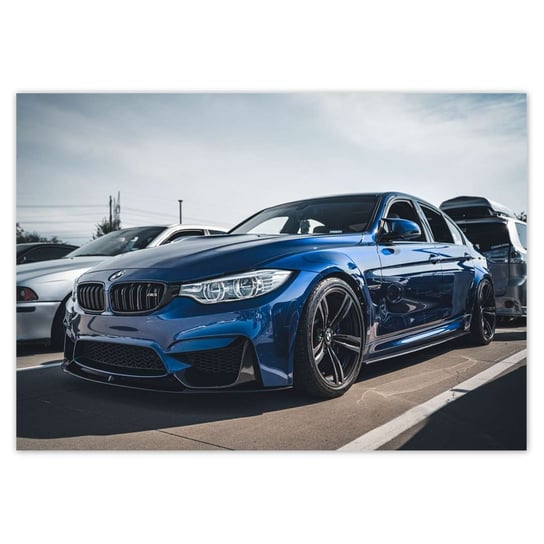 Plakat Niebieskie BMW M3 Auto, 100x70 cm ZeSmakiem