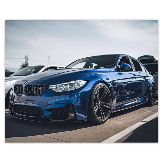 Plakat Niebieskie BMW M3 Auto, 50x40 cm ZeSmakiem