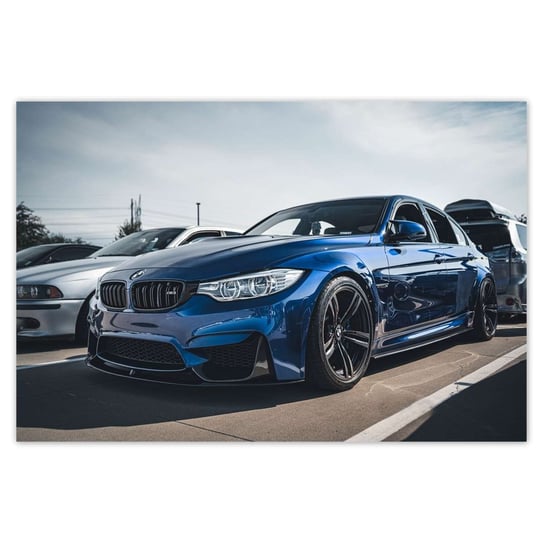 Plakat Niebieskie BMW M3 Auto, 90x60 cm ZeSmakiem