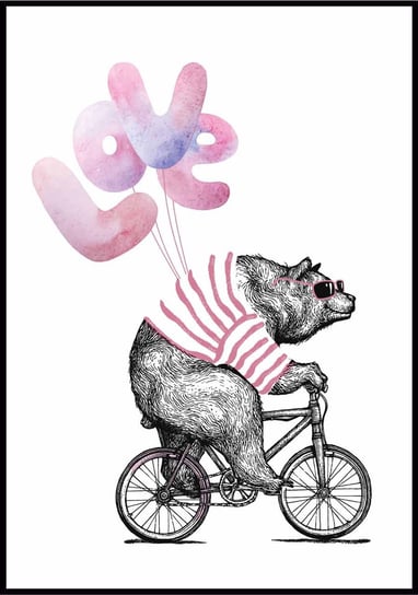 Plakat Niedźwiadek z balonikami 'Love', format 30x40 cm Inna marka