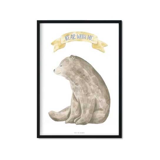 Plakat Niedźwiedź, szaro-beżowy, 40x50 cm Love The Journey