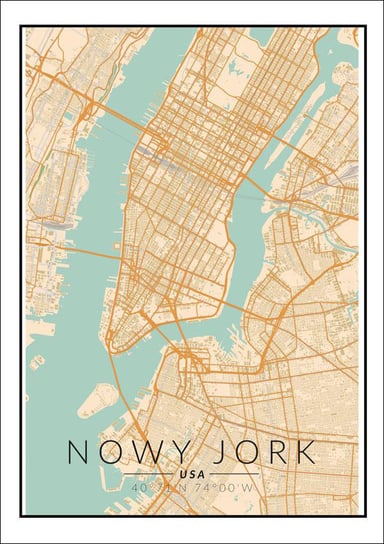 Plakat, Nowy Jork mapa kolorowa, 40x60 cm reinders