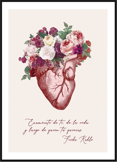 Plakat Obraz - Anatomiczne Kwiatowe Serce  - 21x30 cm posterstory.pl
