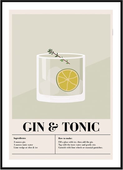 Plakat Obraz - Gin z Tonikiem - 21x30 cm Inna marka
