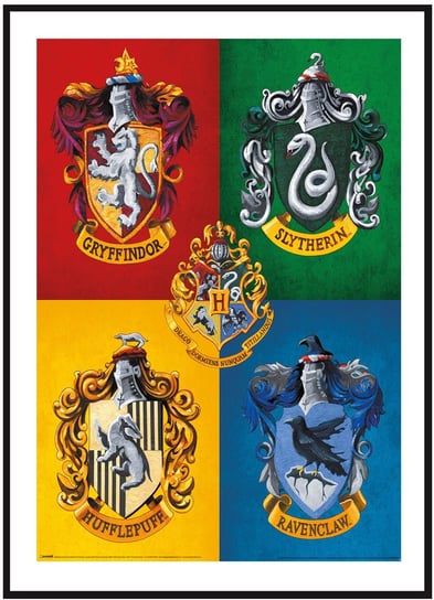 Plakat Obraz - Harry Potter Herby Domów - 21x30 cm posterstory.pl