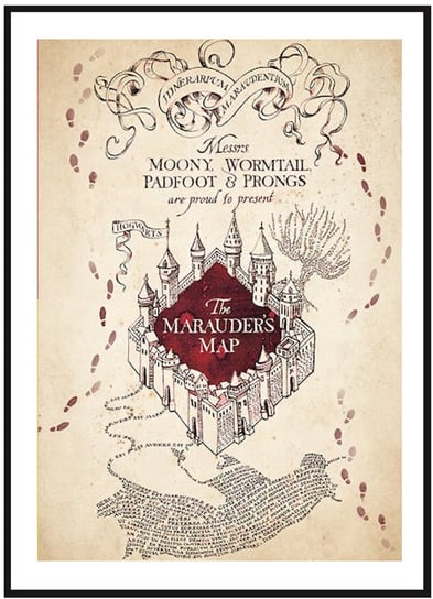 Plakat Obraz - Harry Potter Mapa Huncwotów - 21x30 cm posterstory.pl