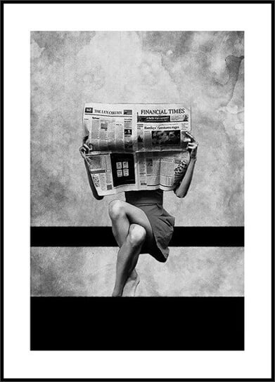 Plakat Obraz Kobieta z Gazetą 21x30 cm (A4) Poster Story PL