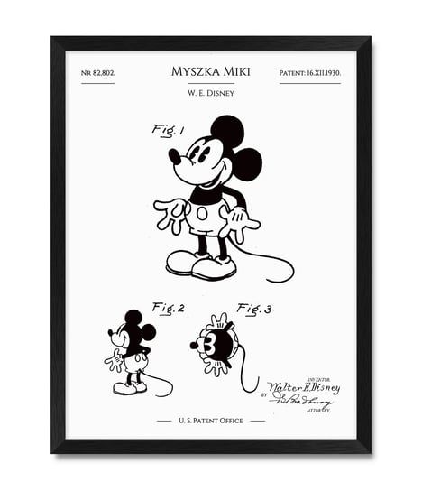 Plakat obraz na ścianę do pokoju dziecięcego dla dziecka Myszka Miki Walt Disney w ramie 32x42 cm iWALL studio