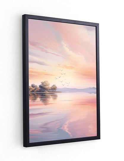 Plakat obraz na ścianę do salonu w czarnej ramie 30x40 cm A3 Zachód słońca nad jeziorem Inny producent