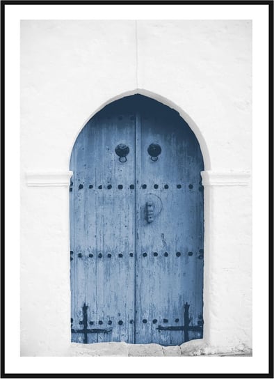 Plakat Obraz - Niebieskie Drzwi w Grecji  - 21x30 cm posterstory.pl