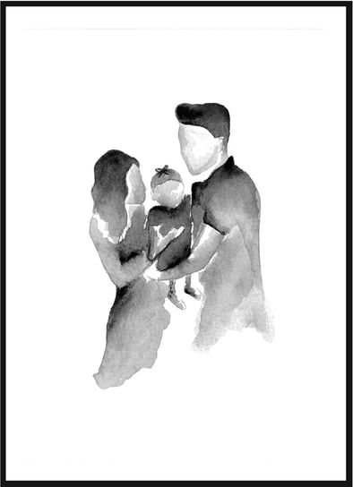 Plakat Obraz - Rodzina w Akwareli  - 21x30 cm posterstory.pl