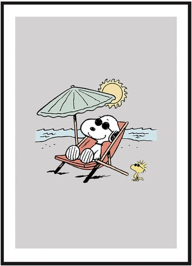 Plakat Obraz - Snoopy na Plaży - 50x70 cm posterstory.pl