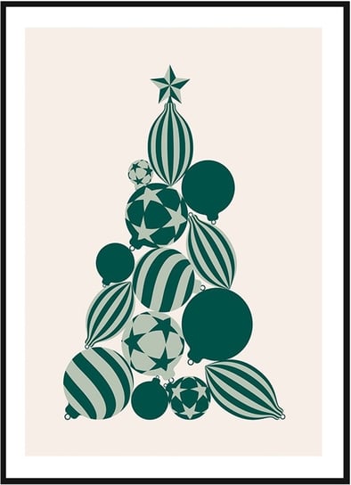 Plakat Obraz - Świąteczne Drzewko z Bombek - 21x30 cm Inna marka