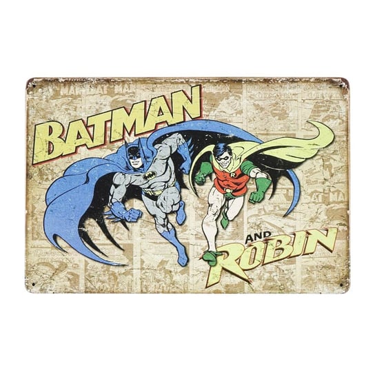Plakat ozdobny Tabliczka dekoracyjna metalowa BATMAN & ROBIN Rustykalne Uchwyt