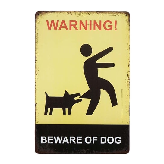Plakat ozdobny Tabliczka dekoracyjna metalowa BEWARE OF DOG retro Rustykalne Uchwyt
