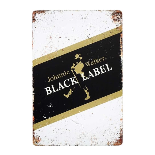 Plakat ozdobny, Tabliczka dekoracyjna metalowa BLACK LABEL retro vintage Rustykalne Uchwyt