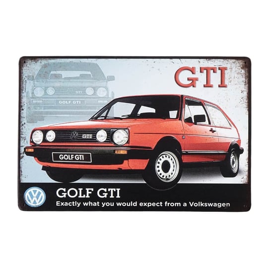 Plakat ozdobny Tabliczka dekoracyjna metalowa GOLF GTI retro Rustykalne Uchwyt