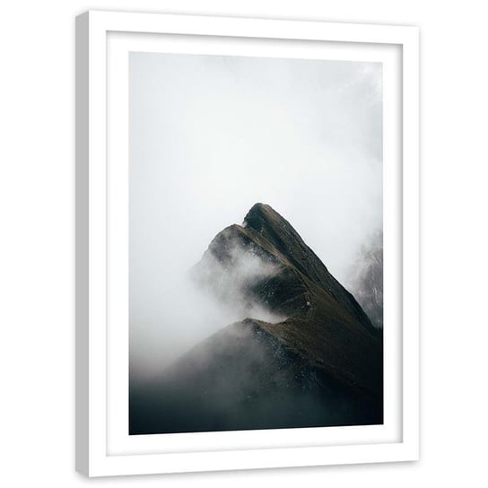 Plakat ozdobny w ramie białej FEEBY Grań w chmurach, 30x40 cm Feeby