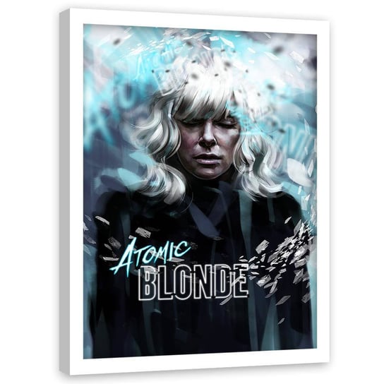 Plakat ozdobny w ramie białej FEEBY Portret blondynka bohaterka, 40x60 cm Feeby
