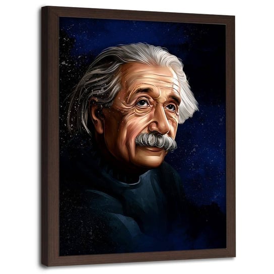 Plakat ozdobny w ramie brązowej FEEBY Fizyka fizyk portret, 50x70 cm Feeby