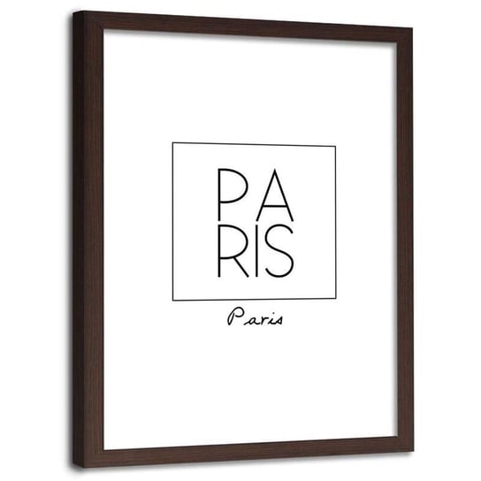 Plakat ozdobny w ramie brązowej FEEBY Napis Paris w kwadratowym obramowaniu, 50x70 cm Feeby