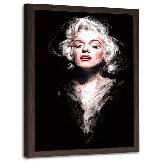 Plakat ozdobny w ramie brązowej FEEBY Retro vintage aktorka portret, 40x60 cm Feeby