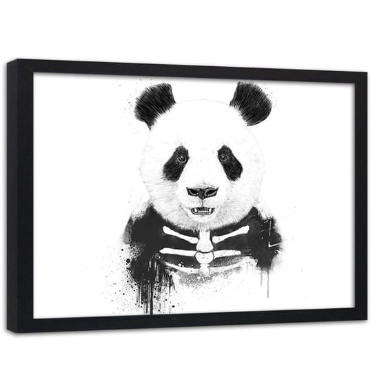 Plakat ozdobny w ramie czarnej FEEBY Miś panda Halloween, 60x40 cm Feeby
