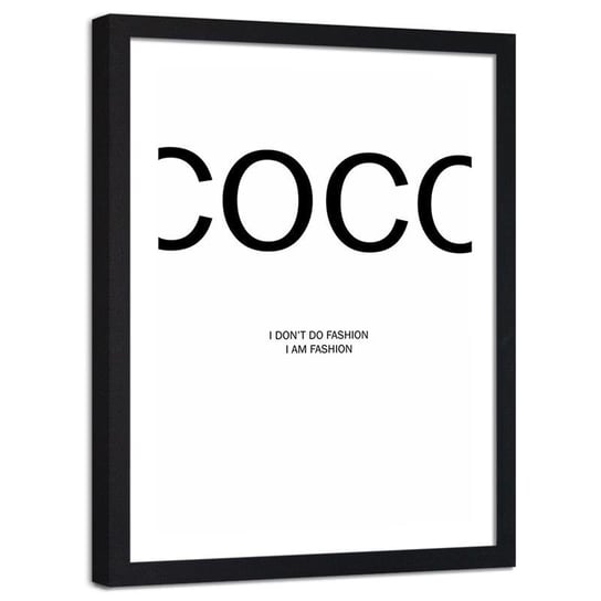 Plakat ozdobny w ramie czarnej FEEBY Napis na białym tle COCO, 40x50 cm Feeby
